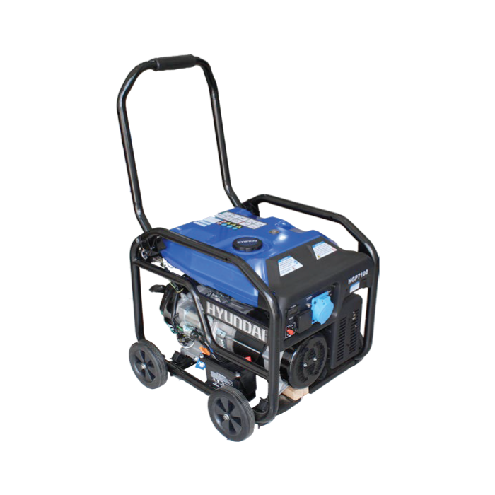 Hyundai Gasoline Generator( 5.5 KW ) - Manual Start - 2 Outlets/60Hz - Air-Cooled 4 Stroke OHV Single Cylinder - Lithium Battery - Recoil & Electric Start